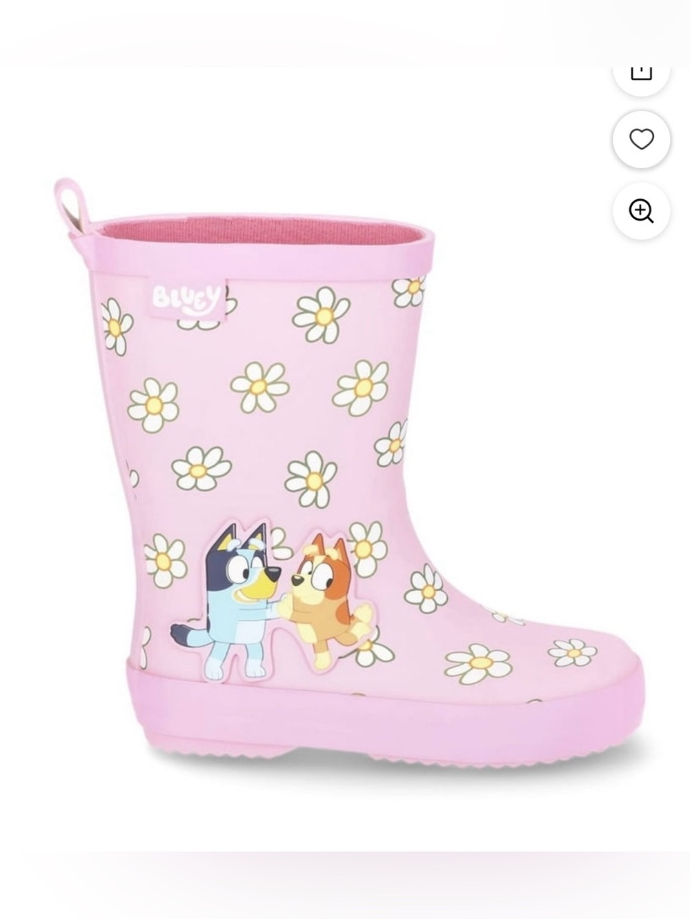 Pink Daisy Kids Rain Boot with Bluey Characters